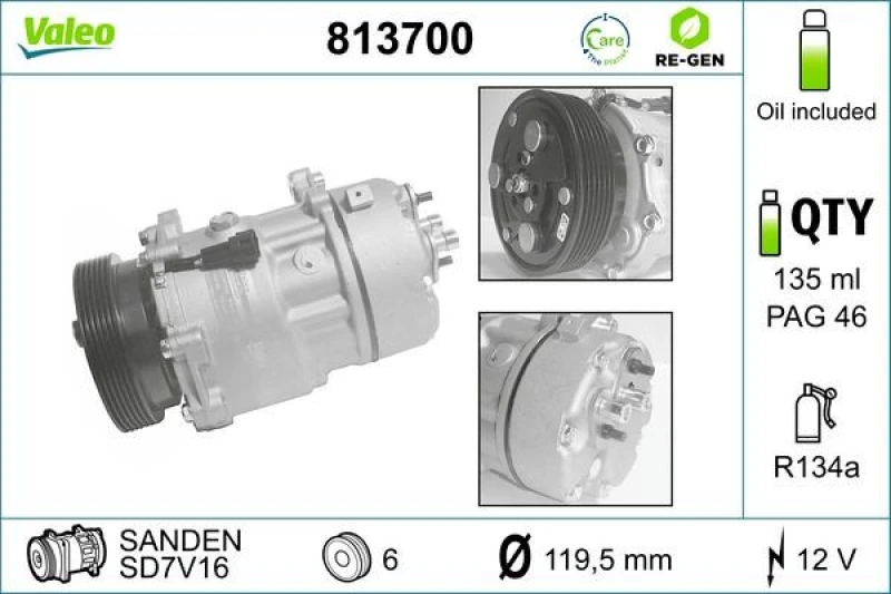 Image of Air conditioning compressor VALEO 813700