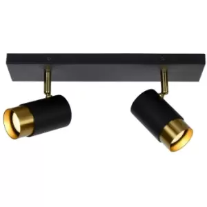 Image of Lucide FLORIS - Twin Ceiling Spotlight - 2xGU10 - Black