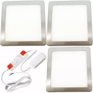 Image of 3x brushed nickel Ultra-Slim Square Under Cabinet Kitchen Light & Driver Kit - Natural White Diffused led