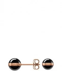 image of Daniel Wellington Aspiration Black Ceramic And Rose Gold Plated Stud Earrings