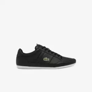Image of Lacoste Mens Chaymon Synthetic and Leather Trainers Size 10 UK Black & White