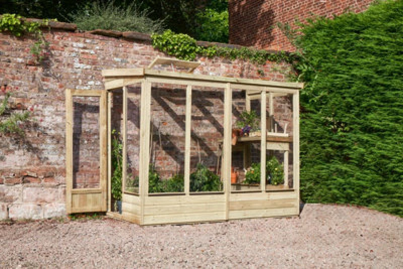 Image of 4' x 8' Forest Wallscape Lean To Greenhouse with Open Back (1.28m x 2.52m)