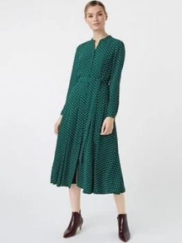 Image of HOBBS Tarini Dress - Green/Ivory, Green Ivory, Size 8, Women