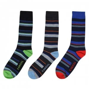 Image of Kangol Formal Sock 3 Pack Mens - Thin Stripe