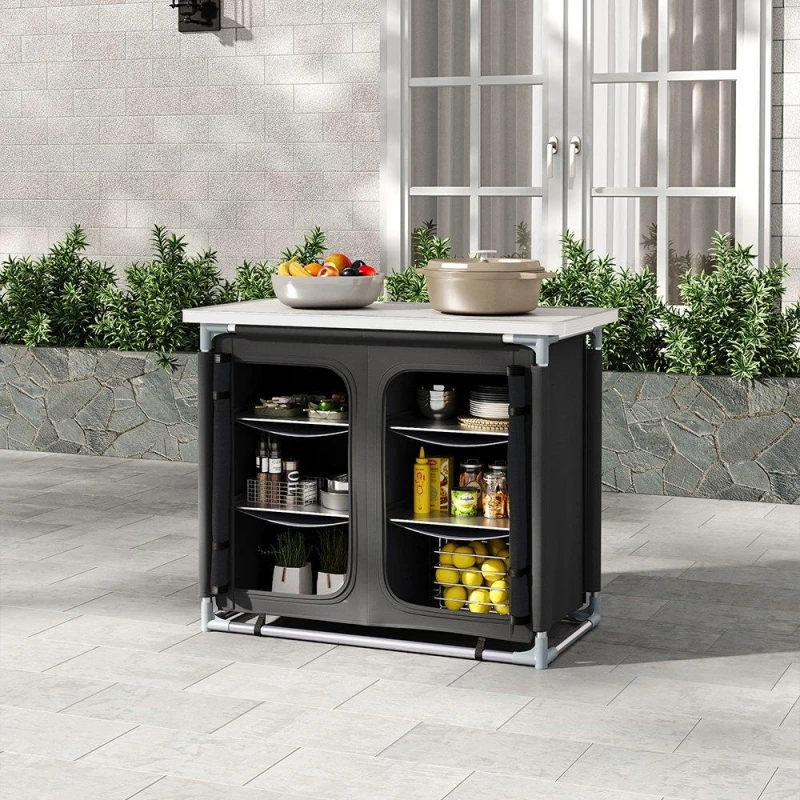 Image of Breeins Camping Camping Kitchen Table Portable Storage, Black unisex One size