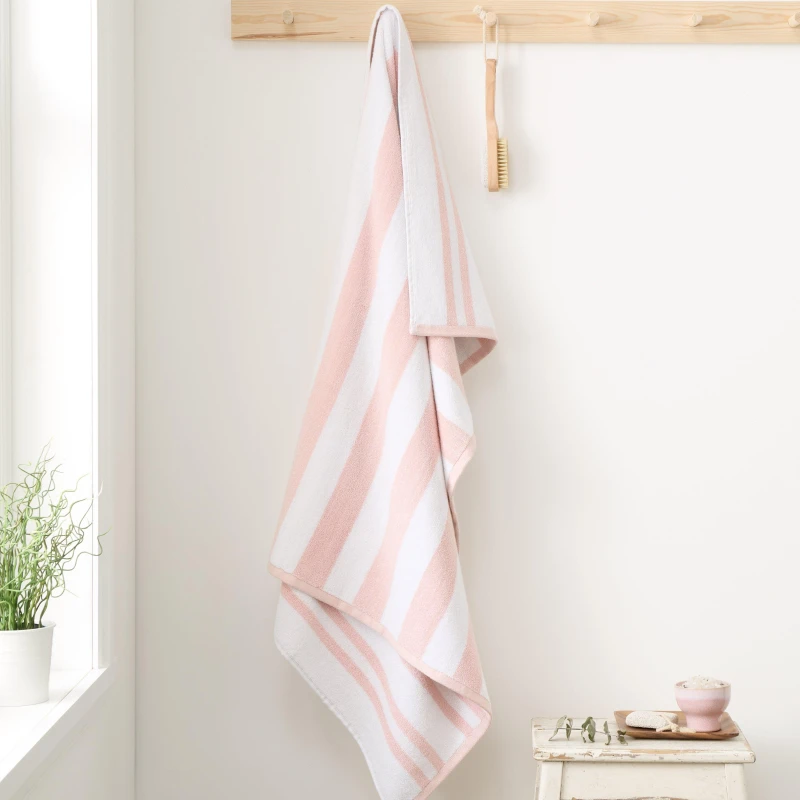 Image of Bianca Reversible Stripe Cotton Towel Towels Bath Sheet Pink 39069906001