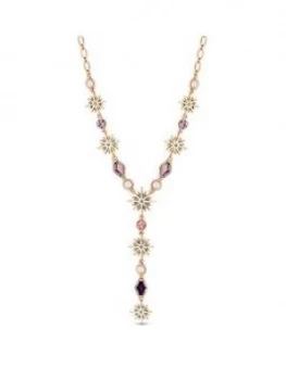 image of Mood Rose Gold Plated Pink Crystal Celestial Y Drop Necklace