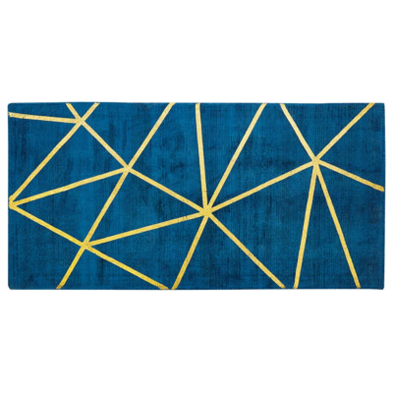 Image of Beliani Rug Havza Blue 80 X 150 Cm Viscose