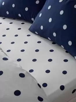 Image of Catherine Lansfield Brushed Spot Fitted Sheet In Navy