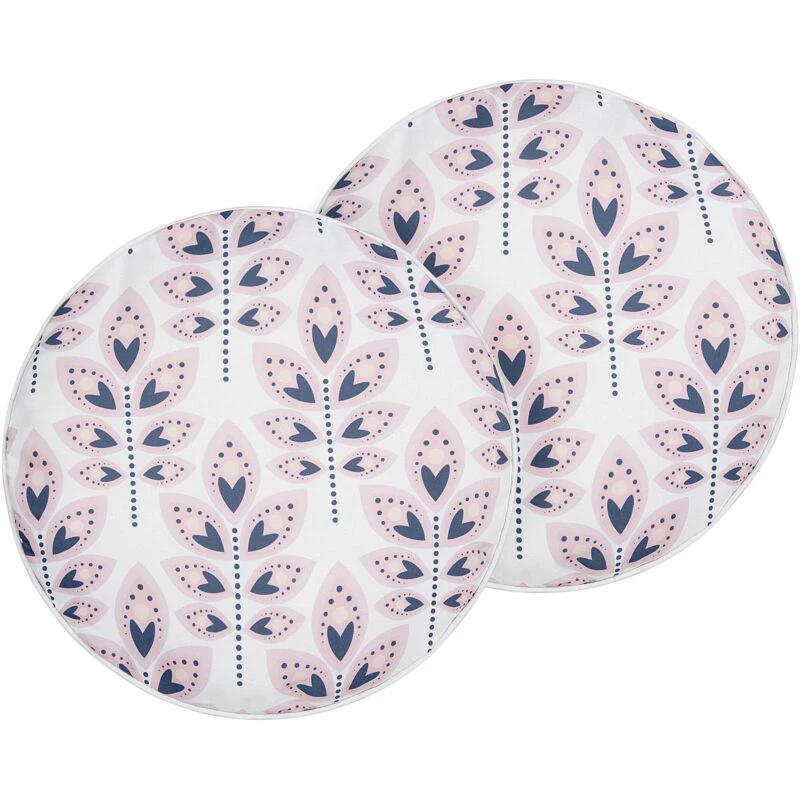 Image of Beliani Set Of 2 Outdoor Cushions Torretta Plant Pattern 40 X 40 Cm Off-White