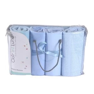 image of Clair de Lune 4 Piece Cot Bed Bedding Bale - Blue