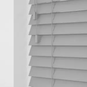 Image of Wooden Venetian Blinds With Strings Anchor Grey