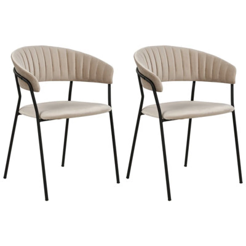 Image of Beliani Set Of 2 Dining Chairs Mariposa Velvet Taupe