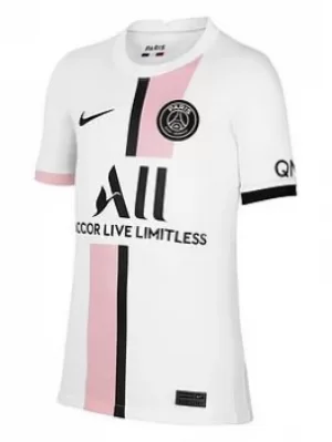 Image of Nike Youth Psg Jordan 21/223rd Short Sleeved Stadium Jersey, White, Size L