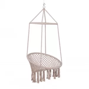 Image of Outsunny Hammock Chair, Φ80x150H cm, Iron, Cotton Rope-Beige