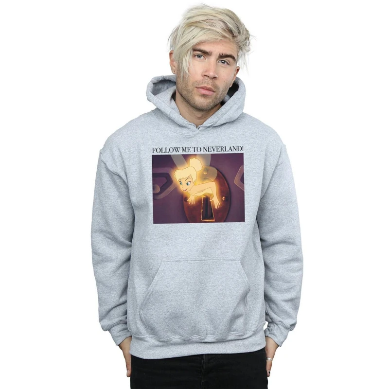 Image of Disney Men Tinker Bell Follow Me Hoodie in Grey Size: large Grey L Male 5059114153039