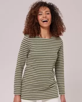 image of Cotton Traders Womens Long Sleeve Stripe Jersey Tunic in Green