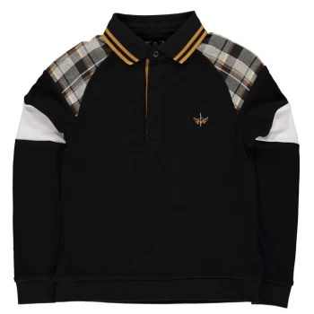 Image of Firetrap Long Sleeve Polo Shirt Mens - Black/Check