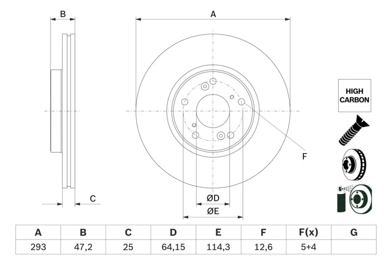 Image of Brake disc Bosch 0 986 479 G58