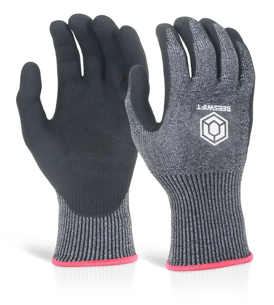 Image of Beeswift Beeswift Micro Foam Nitrile Cut Resistant Gloves Cut D Black KS5HCL