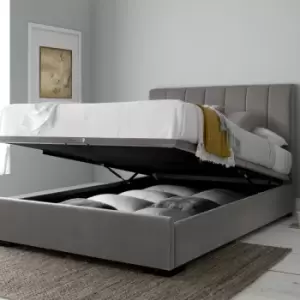 Image of Frances Grey Velvet Upholstered Ottoman Double Bed Frame - Grey