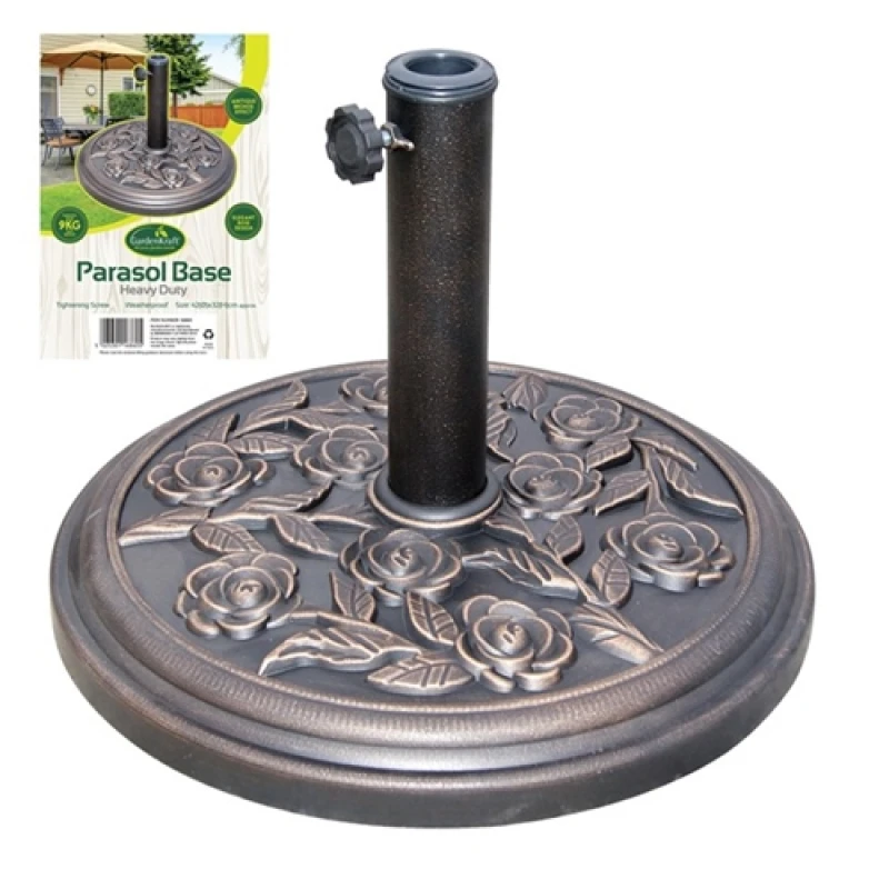 Image of GardenKraft Rose Resin Parasol Base - 9kg