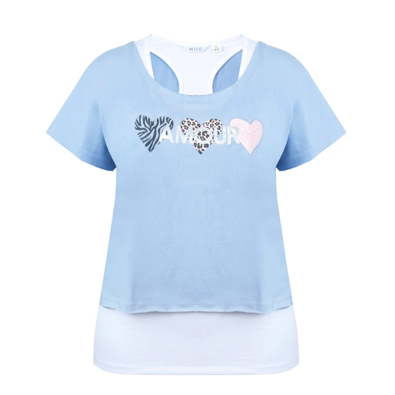 Image of Miso Double Layer T-Shirt Womens - Blue Blue 8