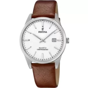 image of Mens Festina Brown Leather Strap Watch