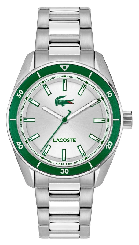 Image of Lacoste 2011487 BOSTON Three-Hand Quartz (39mm) Silver Dial Watch