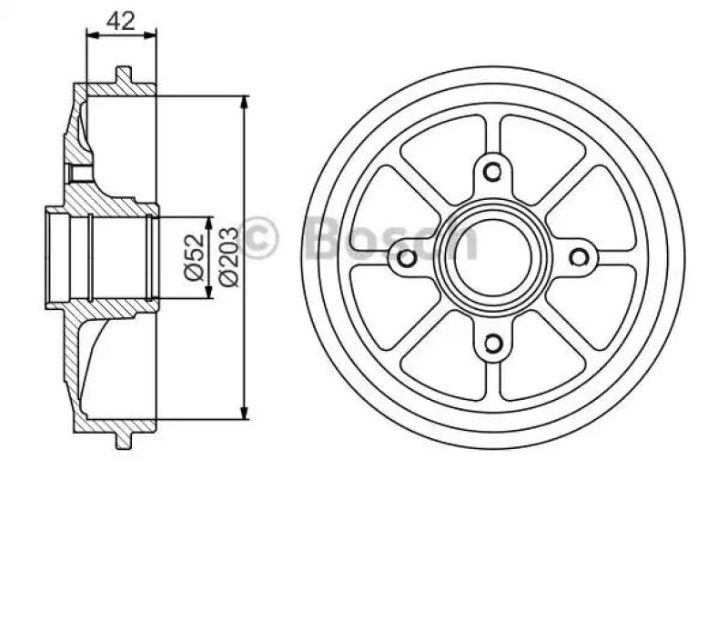 Image of Bosch 0 986 477 303 Brake Drum Rear Axle, 220mm, with ABS sensor ring Brake Drum (123)
