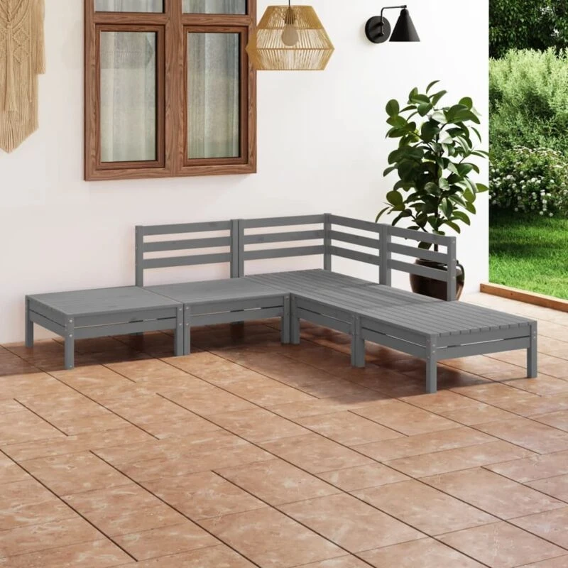 Image of VIDAXL 5 Piece Garden Lounge Set Solid Pinewood Grey Vidaxl 8720286685211