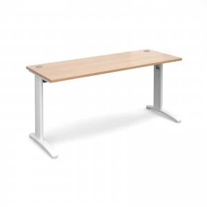 image of TR10 Straight Desk 1600mm x 600mm - White Frame Beech Top