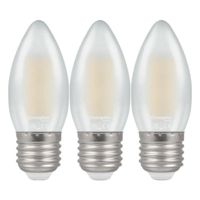 Image of Crompton Lamps LED Candle 6.5W E27 Dimmable Filament Warm White Pearl