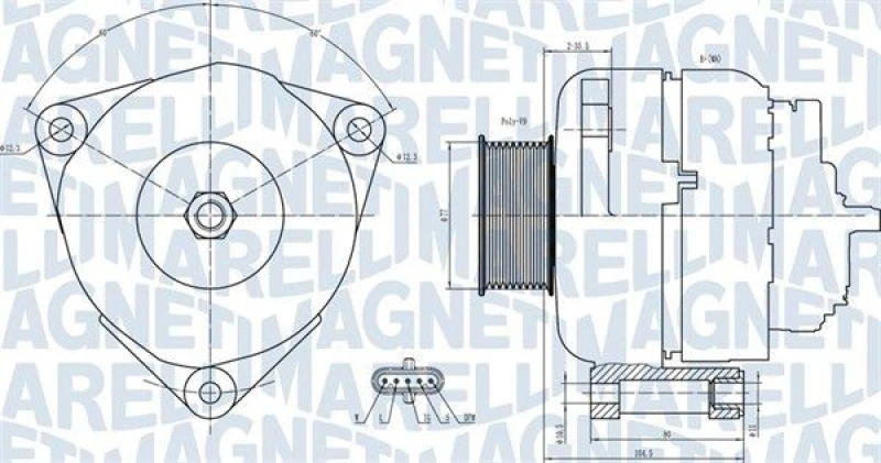 Image of MAGNETI MARELLI Alternator MAGNETI MARELLI 063731739010