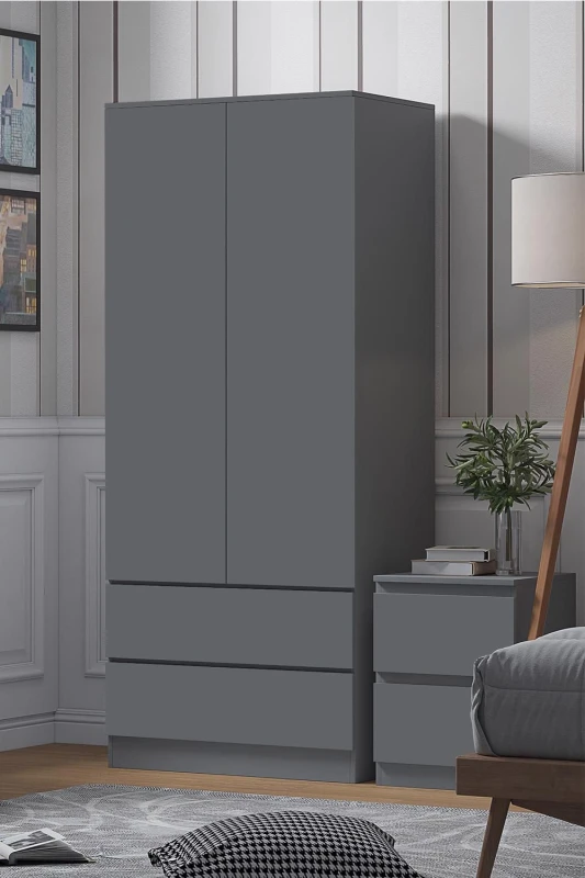 Image of FW Style Stora Combination Wardrobe - Matt Dark Grey STR2DCDKGY
