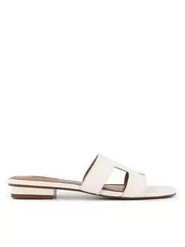 image of Dune London Wf Loupe Leather Sandals, White, Size 7, Women