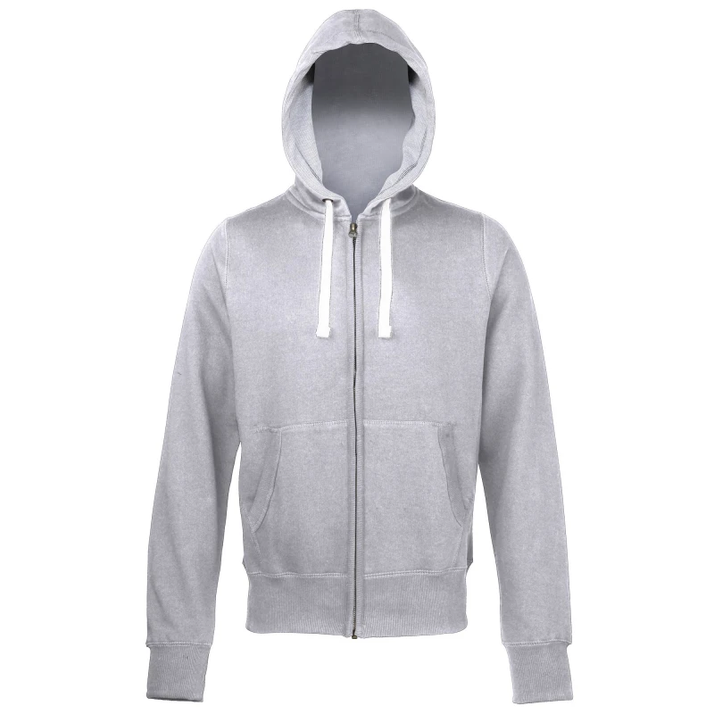 Image of AWDis AWDis Men Chunky Premium Heavyweight Hooded Sweatshirt Hoodie Zoodie in Grey Size: Small Grey S Male 5055747778274
