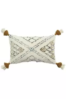Image of Atlas Tufted Cotton Tassel Edged Cushion