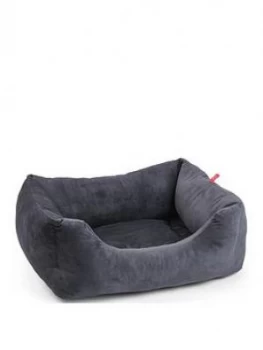 image of Zoon Velour Charcoal Grey Square Bed - Extra Large