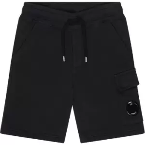 Image of CP COMPANY Boys Lens Fleece Shorts - Black