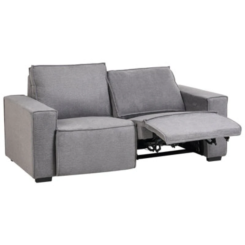 Image of Beliani Electric Recliner Sofa 2 Seater Nukari Fabric Grey