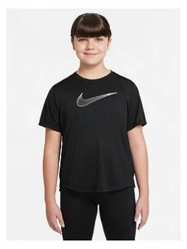 image of Nike Girls Dri-Fit One Short Sleeve T-Shirt - Black/White, Size S+, Women