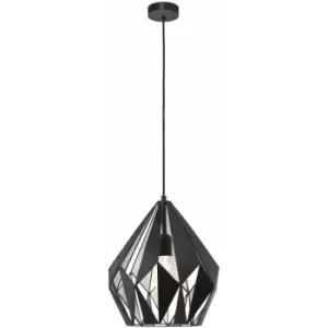 Image of Hanging Ceiling Pendant Light Black & Silver Geometric 1x 60W E27 Feature Lamp