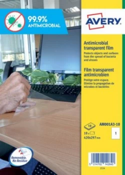 Image of Avery Antimicrobial Film A3 Label 1 Per Sheet 10 Sheets