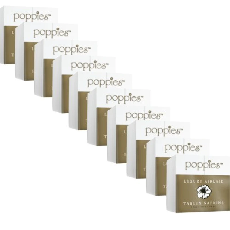 Image of Poppies Tablin Napkins 40cm 8 Fold White (500 Pack) 4048WH