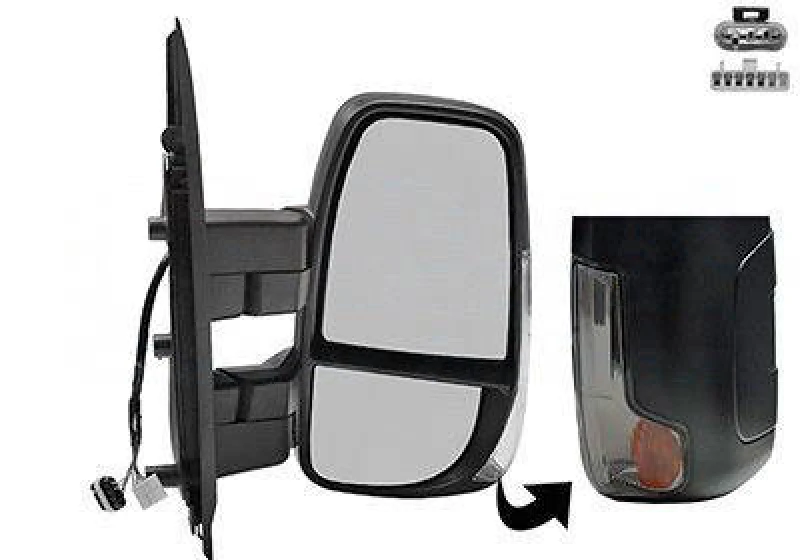 Image of VAN WEZEL 2818808 Wing mirror * HAGUS * Right, black, Short mirror arm, Rough Outside Mirror (50)
