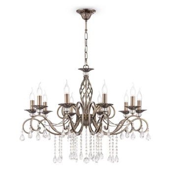 image of Grace Chandelier Brass & Crystal, 10 Light, E14