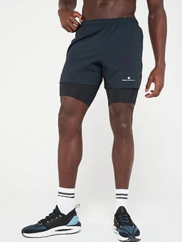 Image of Ronhill Ronhill Core Twin Running Shorts Mens All Black - Black / XL