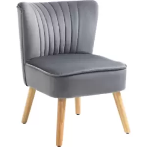 image of HOMCOM Velvet Accent Chair Occasional Tub Chair for Living Room Bedroom Grey - Grey