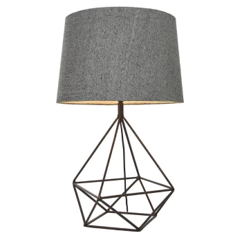 Image of Apollo 1 Light Table Light Aged Copper & Grey Fabric, E27